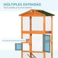 PawHut Jaula para Pájaros Grande 68x63x165 cm Pajarera de Madera de Abeto con 2 Puertas Bandeja Extraíble y Techo Asfáltico Madera - details 4