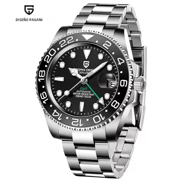 Reloj Mecánico Para Hombre PAGANI DESIGN PD-1662 Cristal De Zafiro Resistente Al Agua 100M GMT Marca Top Pulsera De Acero Inoxidable Marca PAGANI DESIGN - 1