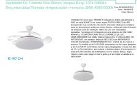 FABRILAMP Ventilador Dc Tridente 59w Blanco 4aspas Desplegables.107CM 6980lm Regulador de intensidad Remoto+temporizador+memoria 3000-4000-6000k Mandos y dos tijas de 12,5 y 20 centímetros incluidos,COLOR BLANCO Calidad Garantizada - details 1