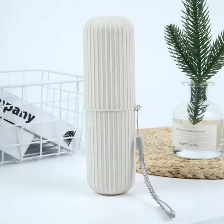 Caja De Dientes Viaje Vertical Rayas Portátil Con Copa De Mascarilla Almacenamiento De Pasta De Dientes Y Cartraje Eco-amigable - 1