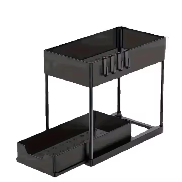 Estante de almacenamiento debajo del fregadero, estante extraíble para baño, estante de almacenamiento para cocina, estante de almacenamiento multifunción - 1