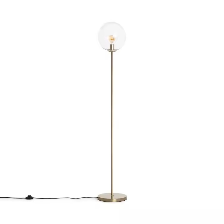 LEDKIA LIGHTING - Lámpara de Pie Moonlight Clear | Diseño Elegante y Único | Soporte Bombilla E27 | Interior IP20 | Dimensiones 1510x250 mm, Transparente, Metal y Cristal - 1
