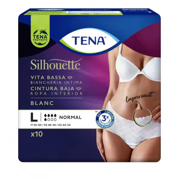 TENA Silhouette Normal Cintura Baja Blanco L 12u - 1