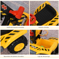 HOMCOM 4 en 1 Excavadora Juguete para Niños +18 Meses Tractor Infantil con Pala Caja Oculta de Almacenaje Aro de Baloncesto Volante Giratorio 98x30x46 cm Amarillo - details 3