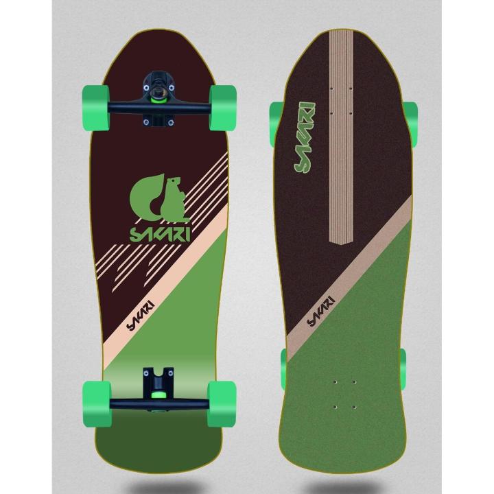 Sakari Cruiser Skate Skateboard Cruiser with 180mm Trucks - Vin Art Green Cavaleiro 9.625x30