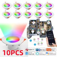 Spot De Techo Recubierto De Color LED 10W Dimmable AC85-265V Tuya Inteligente Control Por Voz APP RGB CW Para Foyer - details 12