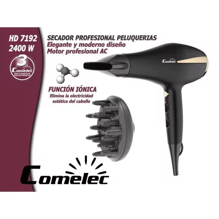 Secador profesional de peluquerias (Función iónica) HD7192 - COMELEC - 2400W - 1