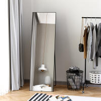 HOMCOM Espejo de Pie Cuerpo Entero de Aleación de Aluminio Espejo de Pared con 2 Formas de Uso Forma de Rectangular para Pasillo Dormitorio Salón 50x161,5x2 cm Negro - details 1