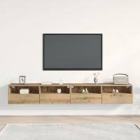 Gabinetes de TV vidaXL 2 pcs de roble artesanal 100x30x30 cm de madera elaborada - details 2