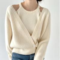 Nueva Estilo Coreano Otoño Invierno Suéter Cardigan V-neck Chaqueta De Cashmere Diseño De Chaleco Dos Piezas Para Mujer Top Jumper - details 0