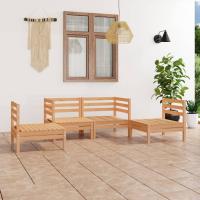 vidaXL Juego de muebles de jardín 4 piezas madera maciza pino en color Blanco/Marrón | almacenamiento funcional diseño moderno para baño dormitorio sala - details 1