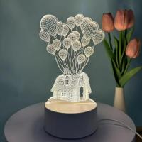 Lámpara De Ilusión Optica 3D Para Casa De Globos 7 Colores Cambiantes Luz Ambiental Para Dormitorio Con Toque - details 0