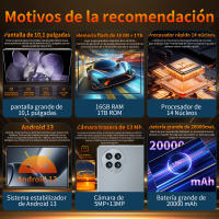 2025 Nueva tableta 5G 10,1 pulgadas Android 13,0 tableta 16GB Ram 1TB ROM tableta Doble Cámara WiFi tipy-C - details 1