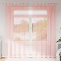 vidaXL Cortinas de gasa con bolsillos para varillas 2 uds. en color Arena/Marrón/Rosa y más | protección solar decorativa para ventanas hogar oficina dormitorio fácil de instalar - details 2