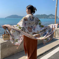 Bufanda De Playa Bohemia Para Mujer Pashmina Floral Estilo Fashion Verano Hijab Envoltura Echarpe Decorativa Polyester Sin Costuras - details 3