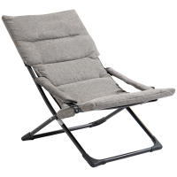 Outsunny 2 en 1 Silla de Camping Plegable Silla de Jardín Portátil con Cojín Acolchado Extraíble y Reposabrazos Marco de Acero para Terraza Playa Exterior 66x94x79 cm Gris - details 0