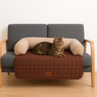Love Stories - Protector de Sofá para Mascotas Cuna de Sofá para Perros y Gatos - Marrón y Beige - Poliéster - 75 X 70 Cm - Protección Duradera - details 1