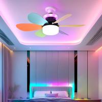 Ventilador de techo LED de 52 cm con luces, E26/E27, 40 W, luz con control remoto, 3 velocidades, temporizador, RGB regulable, 6 aspas, lámpara para dormitorio, sala de estar y oficina. - details 2