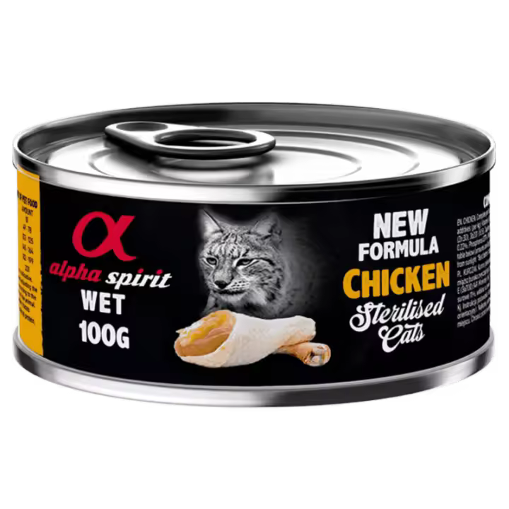 Alpha Spirit Comida Húmeda para Gato en Lata Sabor Pollo – Alimento Natural Completo Sin Cereales - 1