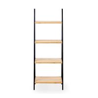 MIRAMAX-Berilo Estantería Escalera, Negro Natural Bambú Madera, 3 Estantes 40x30x81.5cm, 4 Estantes 40 X 30 X 109 Cm - details 1