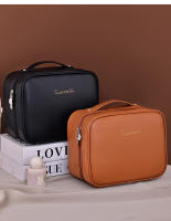 Bolso De Maquillaje De Cuero PU Capacidad Grande Doble Capa Transparente Organizador De Cosméticos Lujo Para Mujeres Viaje Esencial - details 12