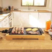 Cecotec 3091 Tasty&Grill 2000 Bamboo MixStone. Plancha de asar eléctrica de 2000 W Estructura Bambú Termostato regulable Superficie mixta Grill y plancha Revestimiento RockStone Apta lavavajillas - details 2