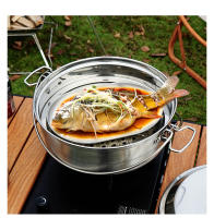PLATO PEQUEño Y Olla GRANDE Portátil De Acero Inoxidable 304 Para Camping Y Viajes CLS&NOBANA Utensilio De Cocina Al Aire Libre - details 7
