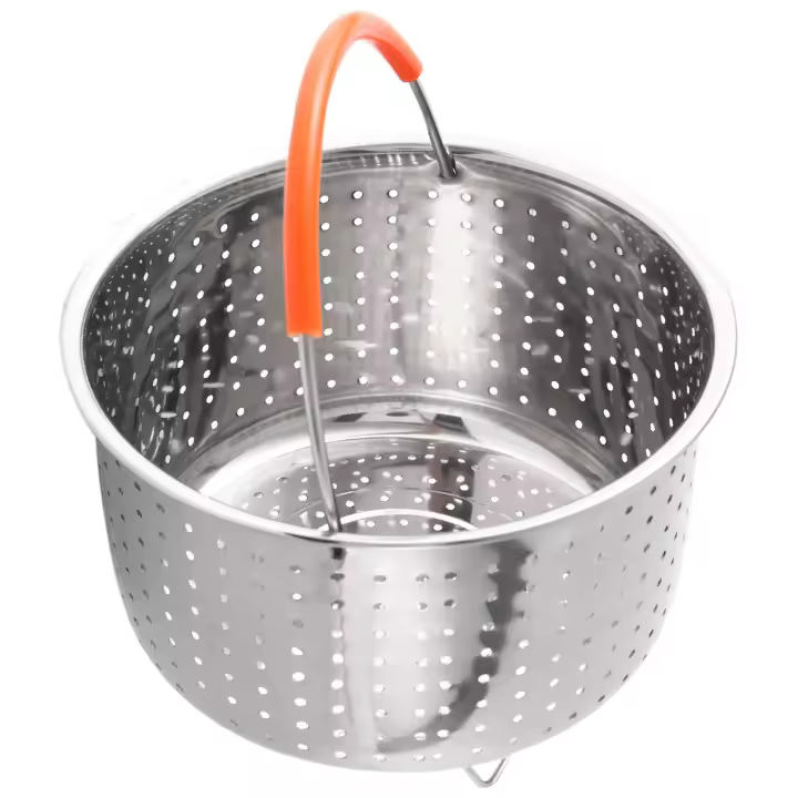 Cesta de vapor de acero inoxidable, olla a presión con mango cubierto de silicona, cesta de vapor resistente - 1