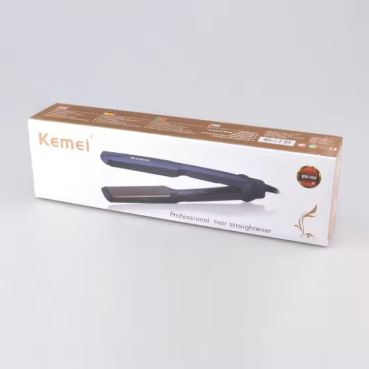 Plancha de pelo KM-329 de madera contrachapada del sudeste asiático con revestimiento cerámico de aluminio y calentamiento rápido a temperatura constante de Kemei - 1
