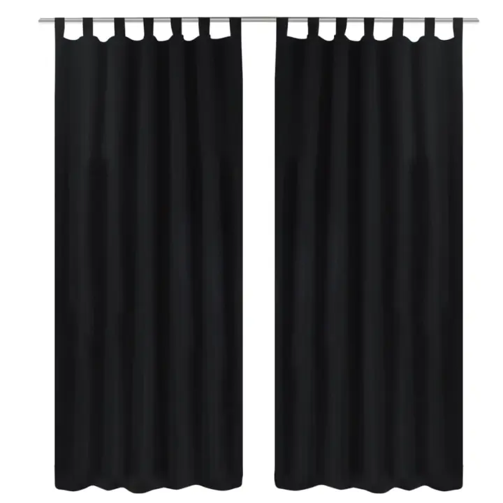 vidaXL 2x Cortinas Micro-Satinadas con Trabillas Separador 140x225 cm Color Burdeos,  Negro,  Beige y mas - 1