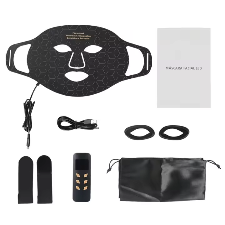 Máscara De Terapia De Luz LED 4 En 1 Anti Edad Reducción De Arrugas Firmado Blanqueador Máscara Fotónica Avanzada De Silicona Recargable USB - 1