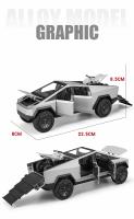 Modelo De Camión Tesla Cybertruck 1/24 En Aleación De Metal Juguete De Simulación Con Sonido Y Luz Vehículo Off-Road Para Niños - details 2