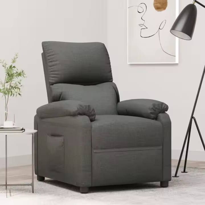vidaXL Sillón reclinable de tela gris oscuro - 1