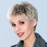 Pelucas Sintéticas De Pelo Ombre Marrón Y Rubio Para Mujeres BCHR Corta Pixie Cut Peluca Mixta De Uso Diario Tamaño Promedio Densidad 150% - details 1