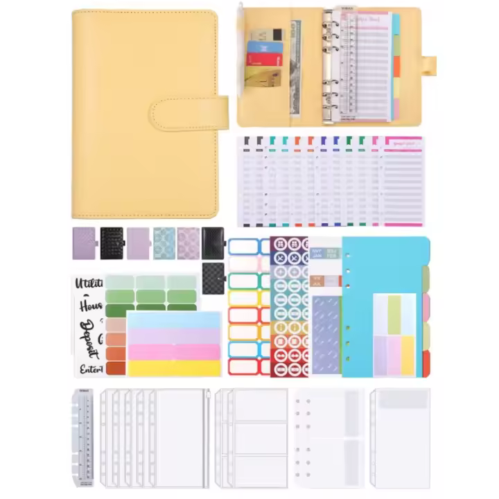 Cuaderno De Planificación Financiera A6 Macaron Clásico De Color Sólido Con 37 Piezas Portafolios Hechos a Mano Para Presupuesto De Efectivo - 1