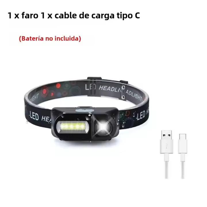 Linterna Frontal LED Recargable XPE+COB Mini Para Pesca Caza Camping Trabajo Al Aire Libre Fuente De Luz Impermeable Con Modos De Iluminación Diversa - 1
