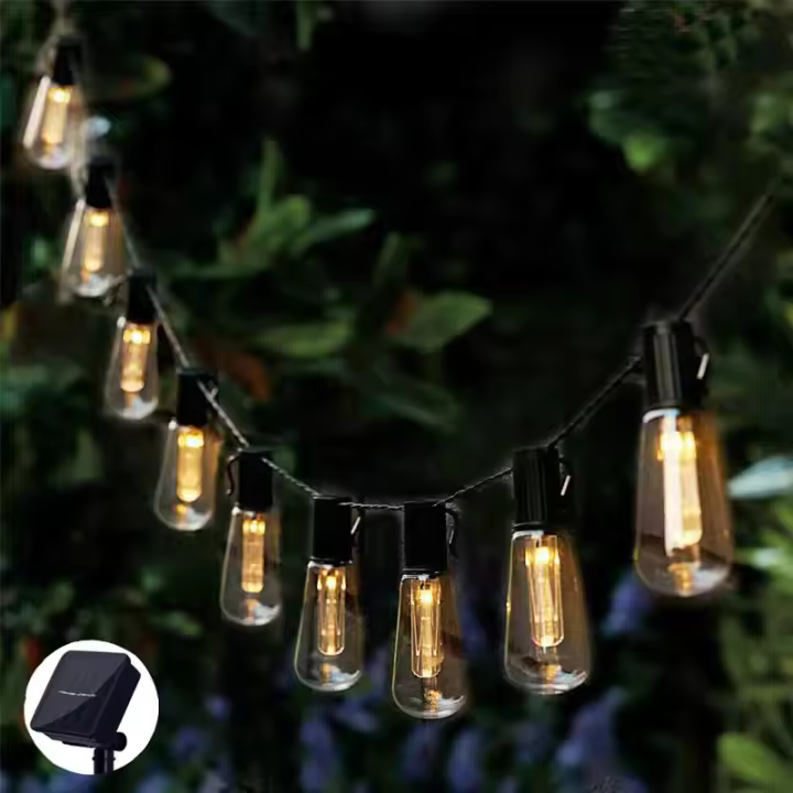 Luces De Cadena S14 De Bola Solar Para Exteriores Impermeables Para Decoración Navideña Guirnalda De Hadas Para Jardín Y Atrás De La Casa - 1