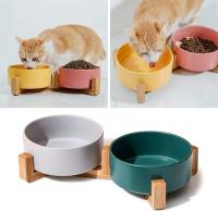 2 Piezas Cuenco de Ceramica Comedero y Bebedero para Perros y Gatos elevados Cuencos para Mascotas ceramica Pequeño y Grande Color Aleatorio Cuenco Elegante con Soporte Bambu Cuenco de Comida o Cuenco de Agua para Perros Pequeños y Medianos - details 4