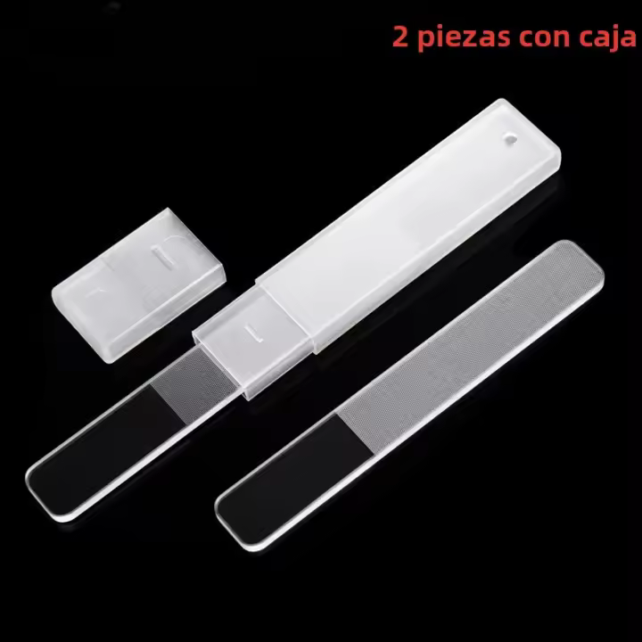 Archivos De Uñas De Vidrio Transparente Con Caja Pulido Y Brillante Herramienta De Manicura 2/5Pcs Sandía De Uñas - 1