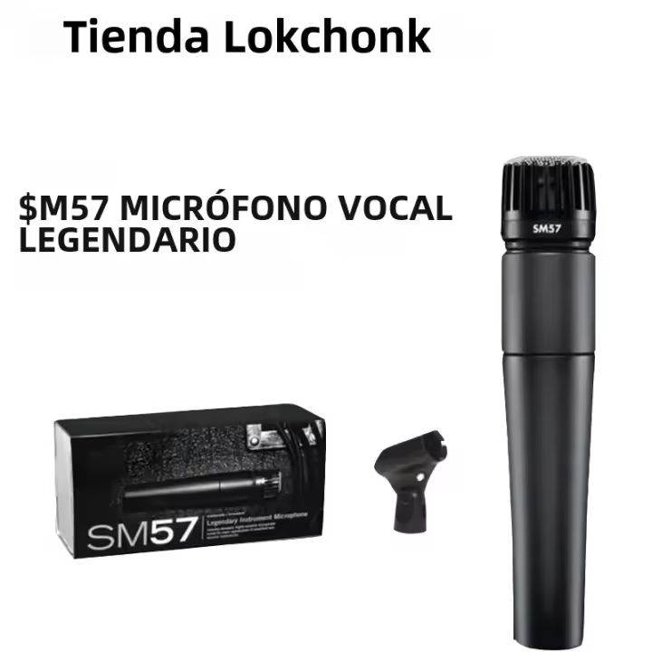 Micrófono Dinámico Cardioid Metal SM57 Para Escenario Cantar Profesional Con Cable Para Grabación Vocal Karaoke BBOX Shure - 1