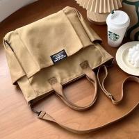 Bolso De Hombro Único De Lona Para Mujer Estudiante Capacidad Grande Estilo Minimalista Urbano Diagonal Cruzado Ecológico - details 10