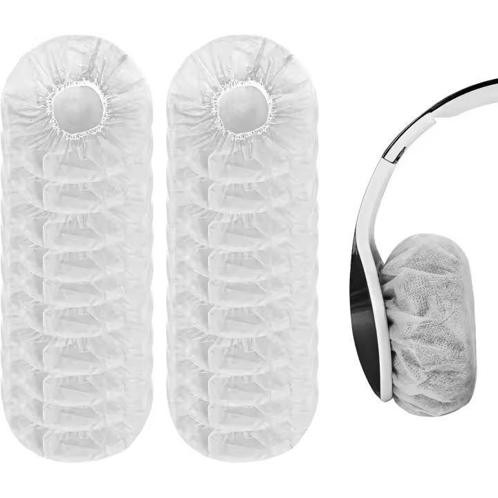 Fundas para Alfadillas Auriculares Desechables 100 Piezas Cubierta de Auriculares para 7 to 8,5 cm No Tejidos Cubierta Sanitarios Elásticos Fundas de Cascos Alfadillas (Blanco) - 1