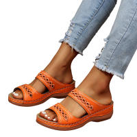 Sandalias De Mujer Verano 2024 Color Sólido Casual Abiertas Tobilleras Suaves Transpirables Elegantes Con Plataforma Y Tacón Bajo - details 8