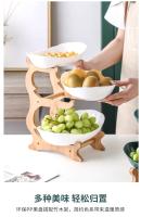 Tazón De Frutas De Madera Con Partición Y Tazón Para Postres Y Pasteles De 2/3 Capas Platos De Cocina Para Comidas Y Snacks Estilo Europeo Color Sólido - details 2