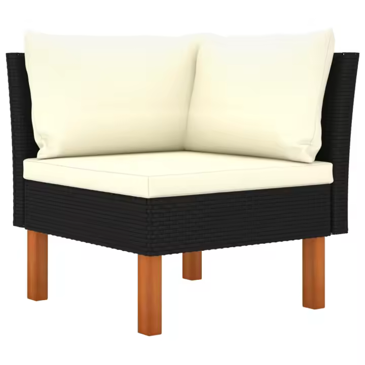 Sofá esquinero de ratán sintético y madera maciza de eucalipto - 1