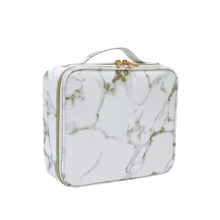Neceser Maquillaje Bolsa de Maquillaje Cosméticos Portátil Neceser Beauty Case de Viaje Estuche Maquillaje Profesional Cuero de tela Oxford,Mármol - 1