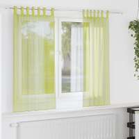 vidaXL Cortinas de gasa con trabillas 2 uds. en color Negro/Marrón/Verde manzana | protección solar decorativa para ventanas hogar oficina dormitorio fácil de instalar - details 2