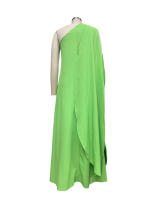BAMBOOBOY Vestido Largo Bohemio Elegante Para Mujer Hombro Solo Sin Mangas De Seda Suave Estilo Solidario A-Line Sundress - details 9