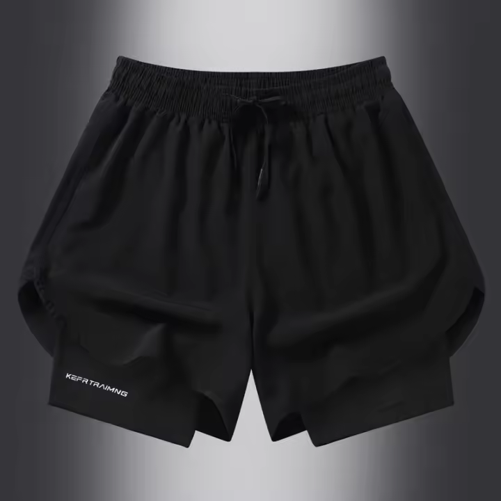 Shorts Deportivos De Verano Para Hombres Y Mujeres Doble Pieza Secado Rápido Tres Puntos Entrenamiento Fitness Estilo Americano - 1
