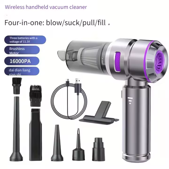 Mov-Aspiradora de coche recargable e inalámbrica con carga USB, succión potente de 3 modos, herramienta de hendidura desmontable y cepillo de suelo antiestático - 1